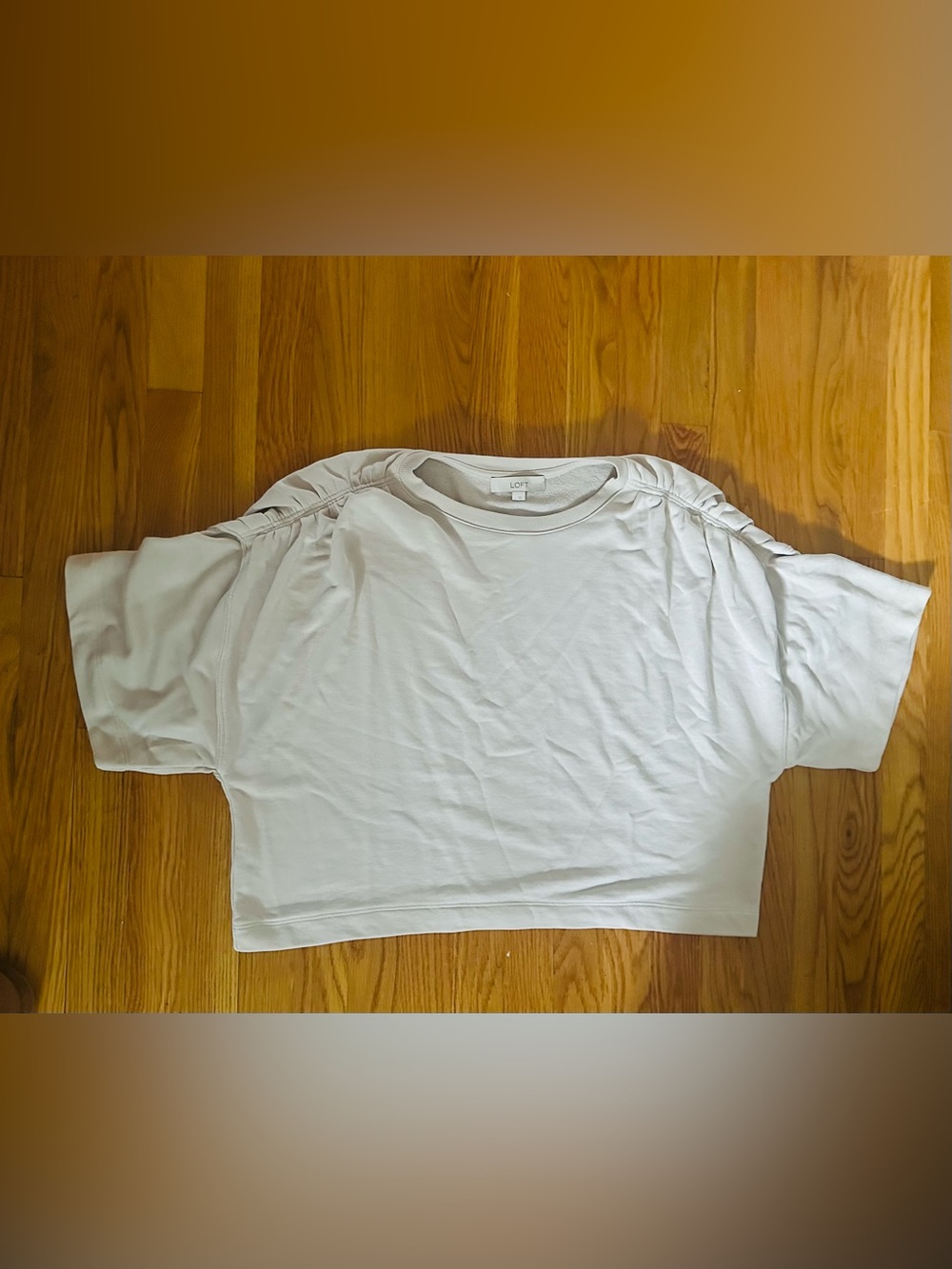 NWOT LOFT Cream Short Sleeve Cropped sweater T